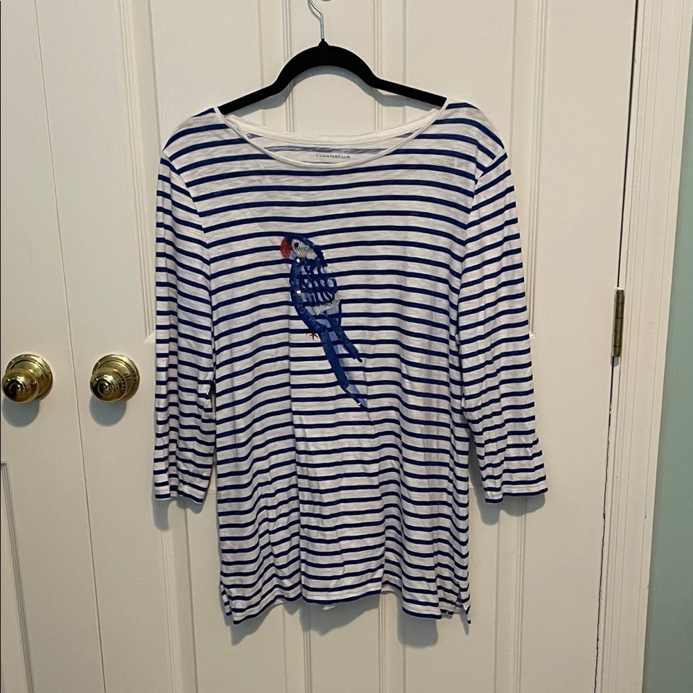 🐥Charter Club Blue and White Striped Tunic
